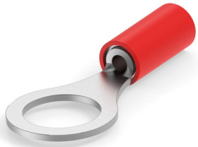 Insulated ring cable lug, 0.3-1.42 mm², AWG 22, 7.92 mm, M8, red, 31895