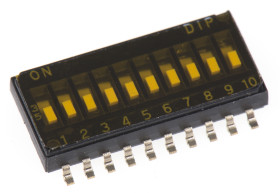 Przełącznik DIP 10-pozycyjny SPST SMD 25 mA przy 24 V DC -40 → +85°C