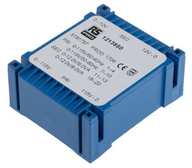 Transformator do druku 2 x 12V ac 115 → 230V ac 2 wyjścia Do montażu na płytce drukowanej 18VA