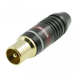 Profesjonalny wtyk antenowy IEC prosty złoty na kabel AW25