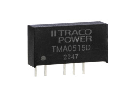 Przetwornica DC-DC, 1W, Uwe 4,5 → 5,5 V DC, Uwy ±15V dc, Iwy 35mA, TRACOPOWER
