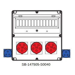 Rozdzielnica 3x5x16A 2x3x16A INA=16A IP54 SB-147505-S0040-54