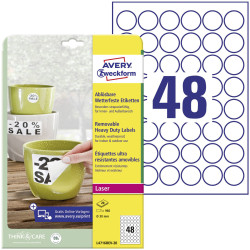 Avery-Zweckform L4716REV-20 Label film &#xD8; 30 mm White Removable Laser 960 pcs
