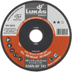 Zestaw tarcz tnących LUKAS-ERZETT T41 115x1,0x22,23 A60N-BF AT000920V9802 115 mm 50 szt.