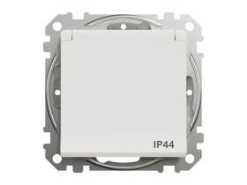 SEDNA DESIGN & ELEMENTS Gniazdo pojedyncze z uziemieniem schuko z przesłonami IP44 białe SDD211023 SCHNEIDER ELECTRIC