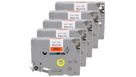 Taśma 5X Tze-431 Do Drukarki Brother 12Mm 8M Czerwona Taśma Czarny Nadruk...