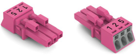 Socket, 3 pole, push-in, 1.5 mm², pink, 890-283/081-000