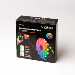 ZESTAW LED SMART TUYA MUZYCZNY 5050 30 diod/m 36W 12V IP20 RGB /TAŚMA 5050 5m+STEROWNIK RGB+ ZASILACZ 12V + PILOT/ EC79989
