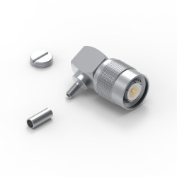 TNC plug 50 Ω, RG-174, RG-188, RG-316, crimp connection, angled, 67036026210320