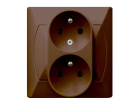 AKCENT Gniazdo podwójne z uziemieniem z funkcją niezamienności faz brązowy GP-2AC/24 OSPEL