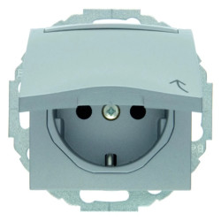 Gniazdo pojedyncze SCHUKO z pokrywą polem opisowym z podwyższoną ochroną styków alu B.1/B.7 Glas 47461404