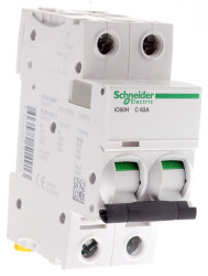 Wyłącznik nadprądowy MCB, Typ C, 2-biegunowy, 63A, 440V, 100 → 133V, na szynę DIN, Schneider Electric, iC60H