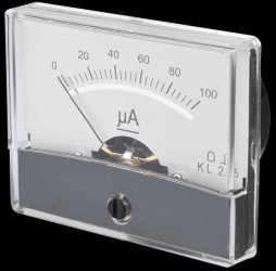 Moving coil meter, 100 µA, W: 60 mm, H: 46 mm