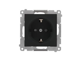 SIMON 55 Gniazdo pojedyncze z uziemieniem SCHUKO z przesłonami szybkozłącza czarny mat TGSZ1CZ.01/149 KONTAKT SIMON