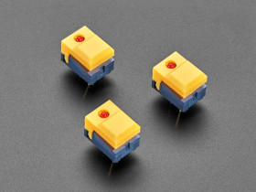 Adafruit Step Switch with LED - Three Pack of Yellow with Red LED