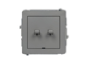DECO Wyłącznik 2-biegunowy zwierny przycisk w stylu amerykańskim (dwa klawisze bez piktogramów osobne zasilanie) szary mat 27DWP