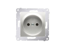 SIMON 54 Gniazdo pojedyncze bez uziemienia srebrny mat z przesłonami DG1Z.01/43 KONTAKT SIMON