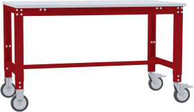 Manuflex AU7357.3003 Stół ROBOCZY UNIWERSALNY, mobilny z plastikową płytą, szer. X gł. X wys. = 1500 x 800 x 752-972 mm