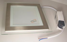 Panel sufit. LED 12W szklany obudowa srebrna kwadratowa B.Z