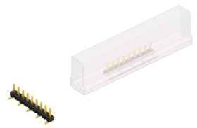 Pin header, 9 pole, pitch 2.54 mm, angled, black, SLLP5SMD0389GSM