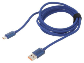 Kabel USB 2.0 USB A wtyk - USB C wtyk 2m niebieski tekstylny CAJY000503