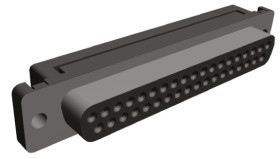 Złącze D-Sub 37-pinowe Żeński Kąt Proste Montaż na kablu raster 2.76mm Złoto na niklu