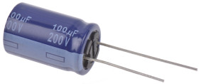 Kondensator 100μF 200V dc Radialny, Otwór przelotowy Panasonic roztaw: 7.5mm 16 x 25mm