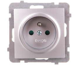 AS Gniazdo pojedyncze z/u z przesłonami srebro GP-1GZP/m/18