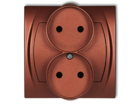 LOGO Gniazdo podwójne do ramki poziomej bez uziemienia (przesłony torów prądowych) brązowy metalik 9LGPR-2p KARLIK