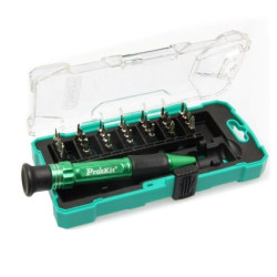 Zestaw bitów precyzyjnych z hartowanymi i chromowanymi końcówkami z wkrętakiem z obrotową końcówką SD-9608