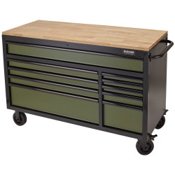 BUNKER&#xAE; 08236 Workbench 10 Drawer Roller Tool Cabinet 56&quot; Green
