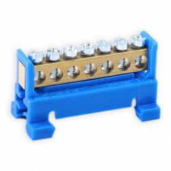 Listwa zaciskowa zerowa 7-torowa - niebieska