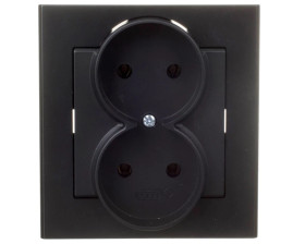 SONATA Gniazdo podwójne b/u czarny metalik GP-2R/33