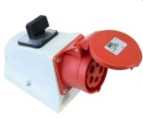 Gniazdo KOMBI z rozłącznikiem 0-1 M25 32A 4P 400V czerwone IP44 924-6w