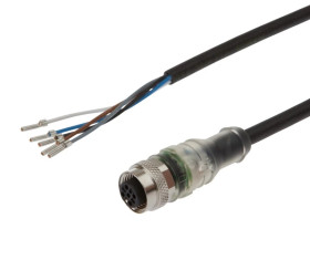 Złącze kablowe M12 żeńskie proste 5-pinowe druga końcówka niezarobiona 5x0,34mm 5m PUR 30V -30-90 stC IP67 VK500825