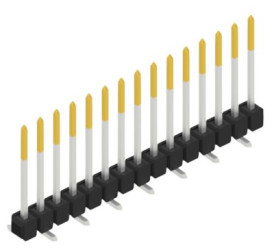 Pin header, 15 pole, pitch 2.54 mm, angled, black, SL10SMD13015S