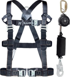 Szelki z 2 punktami zaczepowymi i urządzeniem samohamownym, rozmiar: S/M/L, ELARA380HPFGT