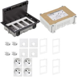 KONTAKT SIMON FLOOR BOX puszka podłogowa 4x gniazdo pojedyncze z/u + 4x gniazdo RJ45 kat. 6 nieekranowany + kaseta do wylewki