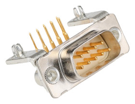 Złącze D-Sub 9-pinowe Męski Kąt Proste Przewlekany raster 2.54mm