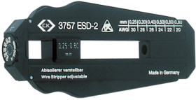 Precision wire stripper for PVC wires, PTFE wires, AWG 30-20, cable Ø 0.25-0.8 mm, L 98 mm, 26 g, T3757ESD 2