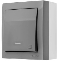 Simon Aquaclick Przycisk światło z podświetleniem, 10 AX, 250 V szary ACS1L/16