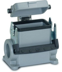 Surface mount housing, size HB16, aluminum alloy, 2 x PG21/PG29, angled, longitudinal bow locking, IP65, 70115400