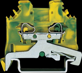 280-107 2-conductor protective earth terminal block, 2.5 mm², green-yell