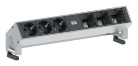 DESK2 listwa zasilająca 6M, 3x 230V(schuko) + 3x pusty moduł, kolor biały, Ba