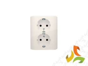 SIMON 54 Gniazdo podwójne z uziemieniem schuko z przesłonami torów prądowych wersja skandynawska szybkozłącza krem EGSZ2SPZ/41 K