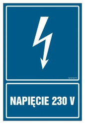 ZNAK - HG008 Napięcie 230 V 10 x 15 cm FN - Folia samoprzylepna