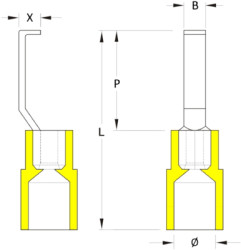 Insulated pin cable lug, 4.0-6.0 mm², 4.6 mm, yellow, 1216230000