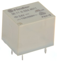 Przekaźnik mocy 24V dc SPDT Finder 360mW, montaż PCB 1600Ω Otwór przezierny