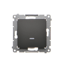 Simon 54 Łącznik jednobiegunowy z podświetleniem LED (moduł) 10AX 250V szybkozłącza, czarny mat DW1L.01/49