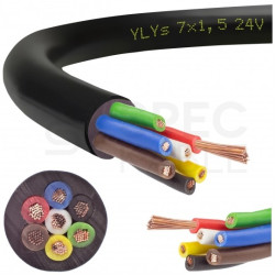 Kabel samochodowy YLYs 7x1,5mm2 czarny 24V zewnętrzny przyczepowy linka Elektrokabel